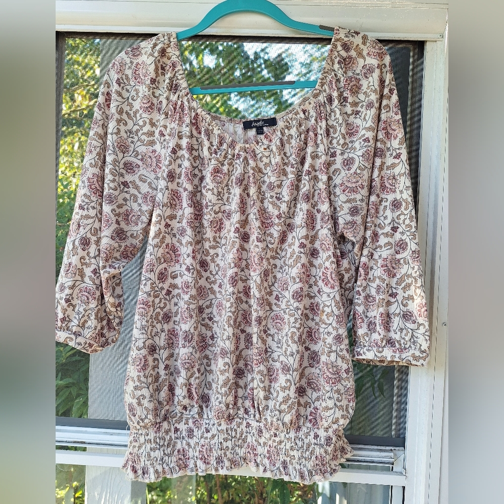 Angels L pink thistle design 3/4 sleeve